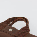 HERMES Her Line PM Hand Bag Canvas Brown Silver Auth 192649A-8