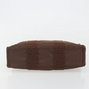 HERMES Her Line PM Hand Bag Canvas Brown Silver Auth 192649A-5