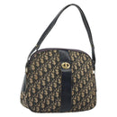 Christian Dior Trotter Canvas Shoulder Bag Navy Gold Auth 192650-1