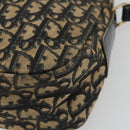 Christian Dior Trotter Canvas Shoulder Bag Navy Gold Auth 192650-10