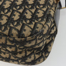 Christian Dior Trotter Canvas Shoulder Bag Navy Gold Auth 192650-12