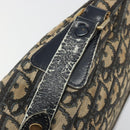 Christian Dior Trotter Canvas Shoulder Bag Navy Gold Auth 192650-10
