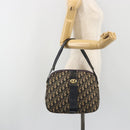 Christian Dior Trotter Canvas Shoulder Bag Navy Gold Auth 192650-21