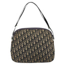 Christian Dior Trotter Canvas Shoulder Bag Navy Gold Auth 192650-2