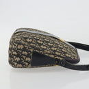 Christian Dior Trotter Canvas Shoulder Bag Navy Gold Auth 192650-4