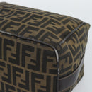 FENDI Zucca Canvas Vanity Hand Bag Black Brown Auth 192654-16