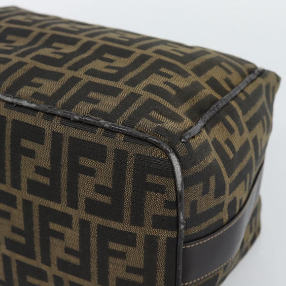 FENDI Zucca Canvas Vanity Hand Bag Black Brown Auth 192654