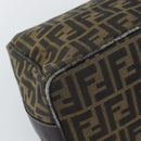 FENDI Zucca Canvas Vanity Hand Bag Black Brown Auth 192654-10