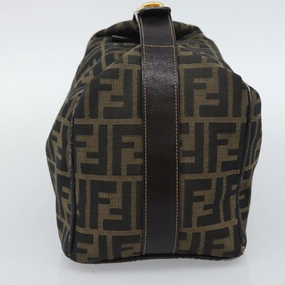 FENDI Zucca Canvas Vanity Hand Bag Black Brown Auth 192654