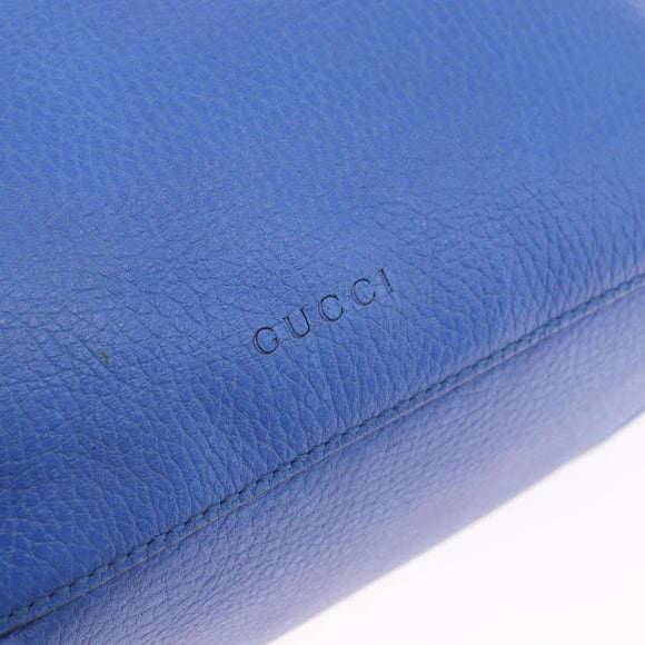 GUCCI Tiger Pattern Hand Bag Leather 2way Blue Gold 453565 Auth 192658A
