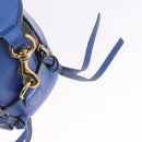 GUCCI Tiger Pattern Hand Bag Leather 2way Blue Gold 453565 Auth 192658A-21