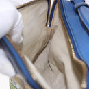 GUCCI Tiger Pattern Hand Bag Leather 2way Blue Gold 453565 Auth 192658A-26