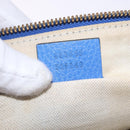 GUCCI Tiger Pattern Hand Bag Leather 2way Blue Gold 453565 Auth 192658A-12