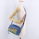 GUCCI Tiger Pattern Hand Bag Leather 2way Blue Gold 453565 Auth 192658A-28