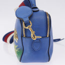GUCCI Tiger Pattern Hand Bag Leather 2way Blue Gold 453565 Auth 192658A-3