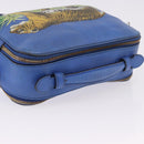 GUCCI Tiger Pattern Hand Bag Leather 2way Blue Gold 453565 Auth 192658A-6