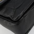 BALLY Chain Shoulder Bag Leather Black Gold Auth 192659A-11