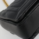 BALLY Chain Shoulder Bag Leather Black Gold Auth 192659A-13
