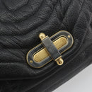 BALLY Chain Shoulder Bag Leather Black Gold Auth 192659A-14