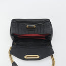 BALLY Chain Shoulder Bag Leather Black Gold Auth 192659A-15