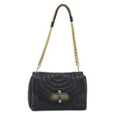 BALLY Chain Shoulder Bag Leather Black Gold Auth 192659A-2