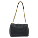 BALLY Chain Shoulder Bag Leather Black Gold Auth 192659A-3