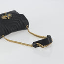 BALLY Chain Shoulder Bag Leather Black Gold Auth 192659A-7