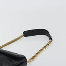 BALLY Chain Shoulder Bag Leather Black Gold Auth 192659A-8