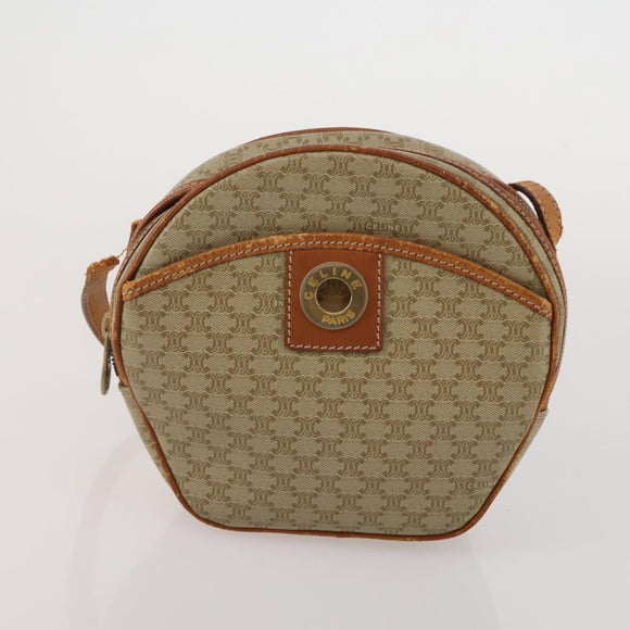 CELINE Macadam Canvas Shoulder Bag PVC Leather 2 Set Beige Auth 192660