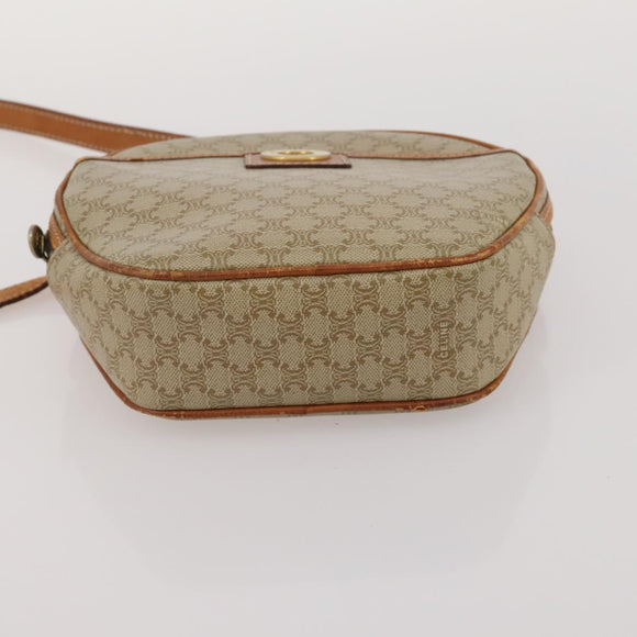 CELINE Macadam Canvas Shoulder Bag PVC Leather 2 Set Beige Auth 192660