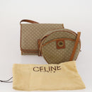 CELINE Macadam Canvas Shoulder Bag PVC Leather 2 Set Beige Auth 192660-20