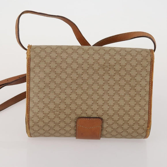 CELINE Macadam Canvas Shoulder Bag PVC Leather 2 Set Beige Auth 192660