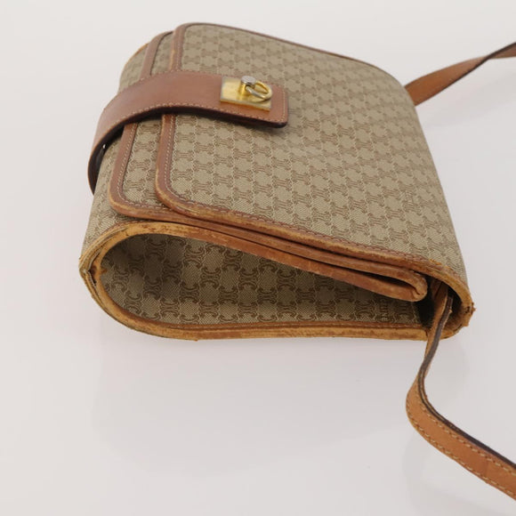 CELINE Macadam Canvas Shoulder Bag PVC Leather 2 Set Beige Auth 192660