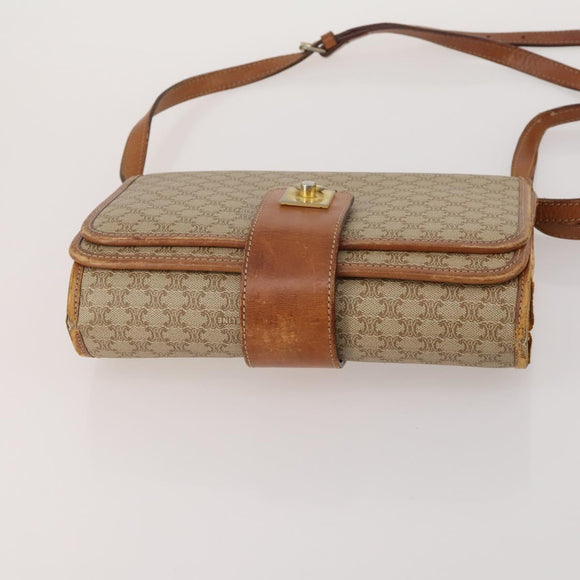 CELINE Macadam Canvas Shoulder Bag PVC Leather 2 Set Beige Auth 192660