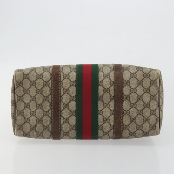 GUCCI GG Supreme Web Sherry Line Bag PVC Beige Gold 24 012 3842 Auth 192661
