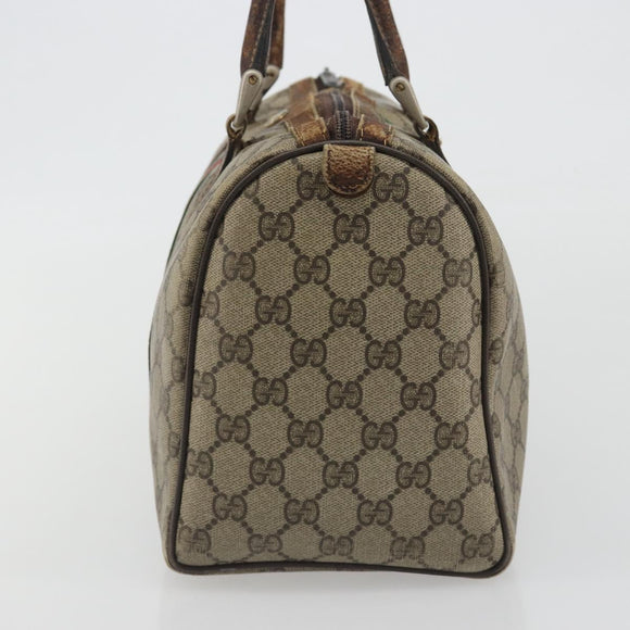 GUCCI GG Supreme Web Sherry Line Bag PVC Beige Gold 24 012 3842 Auth 192661