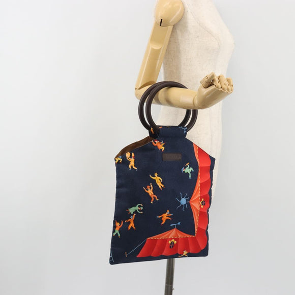 BVLGARI Hand Bag Canvas Navy Auth 192663A