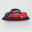 BVLGARI Hand Bag Canvas Navy Auth 192663A-5