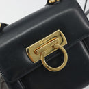 Salvatore Ferragamo Gancini Shoulder Bag Leather Navy Gold Auth 192665-17