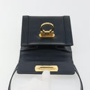 Salvatore Ferragamo Gancini Shoulder Bag Leather Navy Gold Auth 192665-10