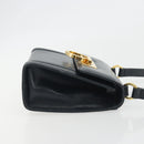 Salvatore Ferragamo Gancini Shoulder Bag Leather Navy Gold Auth 192665-3