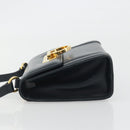 Salvatore Ferragamo Gancini Shoulder Bag Leather Navy Gold Auth 192665-4