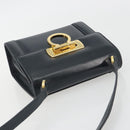 Salvatore Ferragamo Gancini Shoulder Bag Leather Navy Gold Auth 192665-6
