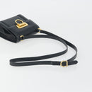 Salvatore Ferragamo Gancini Shoulder Bag Leather Navy Gold Auth 192665-7