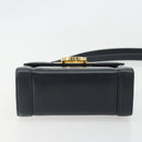 Salvatore Ferragamo Gancini Shoulder Bag Leather Navy Gold Auth 192665-5