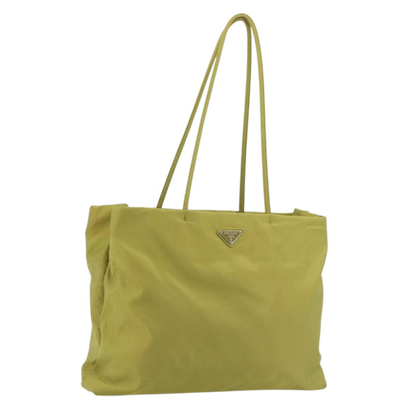 PRADA Tote Bag Nylon Green Silver Auth 192666A