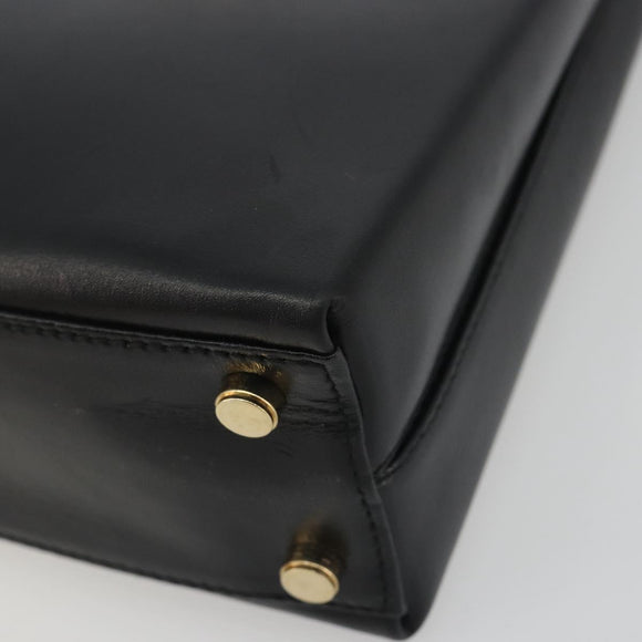 Salvatore Ferragamo Gancini Hand Bag Leather 2way Black Gold Auth 192668