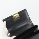 Salvatore Ferragamo Gancini Hand Bag Leather 2way Black Gold Auth 192668-20
