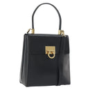 Salvatore Ferragamo Gancini Hand Bag Leather 2way Black Gold Auth 192668-1