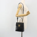 Salvatore Ferragamo Gancini Hand Bag Leather 2way Black Gold Auth 192668-26